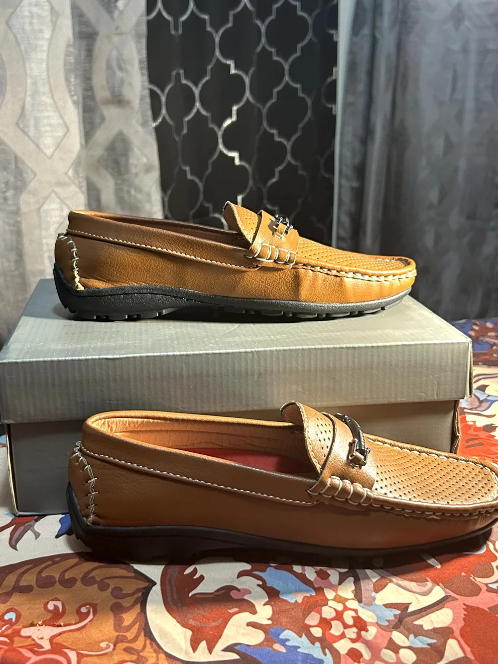 Kids Tan Leather Slip-On Dress Loafers